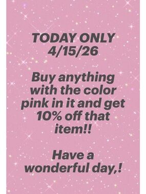 Pink Sale 10% off on All pink items Today only in my closet